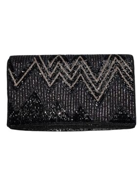 Carla Marchi Zigzag Beaded Clutch Crossbody Shoulder Bag